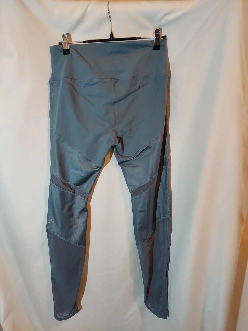Alo Yoga Slate Gray Sheila Mesh Moto Panel High Waist Leggings Size L